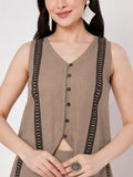 Cotton Block Printed Button Down Waistcoat