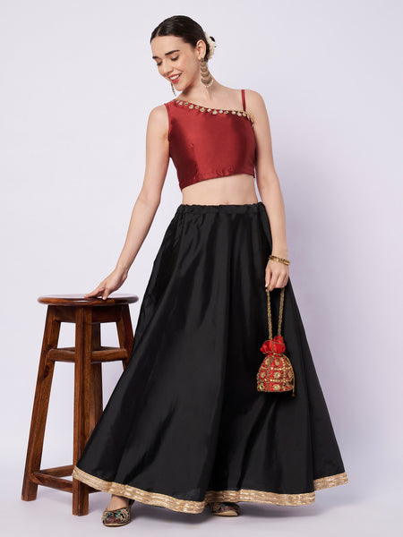 Silk Blend One Shoulder Embellished Readymade Blouse