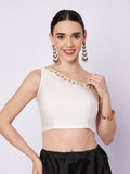 Silk Blend One Shoulder Embellished Readymade Blouse