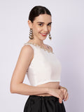 Silk Blend One Shoulder Embellished Readymade Blouse