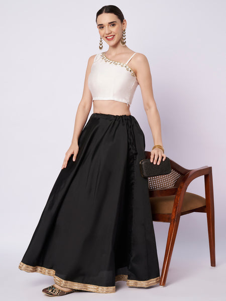 Silk Blend One Shoulder Embellished Readymade Blouse