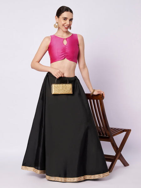 Silk Blend Solid Key-hole Readymade Blouse