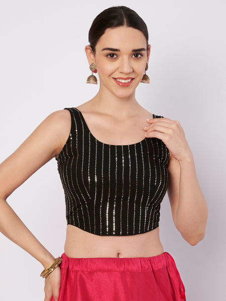 Georgette Sequin Embroidered Readymade Corset Blouse