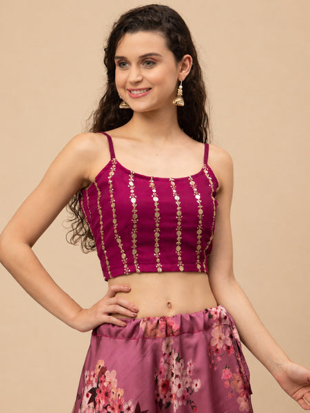 Georgette Embroidered Spaghetti Readymade blouse