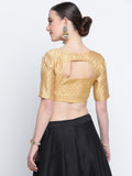 Gold Brocade Back-Cut Out Crop Top