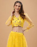 Dupion and Net Sequin Embroidered Panelled Readymade Blouse