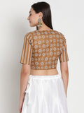 Cotton Hand Block Printed V-neck Blouse