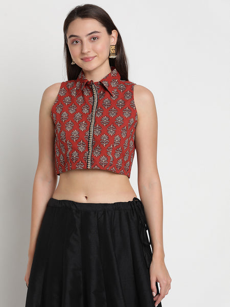 Cotton Printed Embellished Blouse