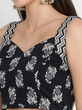 Cotton Printed Sweetheart Neck Blouse