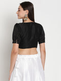 Silk Blend Button Down Crop Top