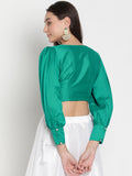 Silk Blend Button Down Crop Top