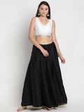 Silk Blend Embellished Crop Top