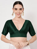 Chroma Solid V-neck Padded Readymade Blouse