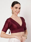 Chroma Solid V-neck Padded Readymade Blouse