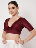 Chroma Solid V-neck Padded Readymade Blouse