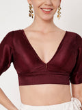 Chroma Solid V-neck Padded Readymade Blouse
