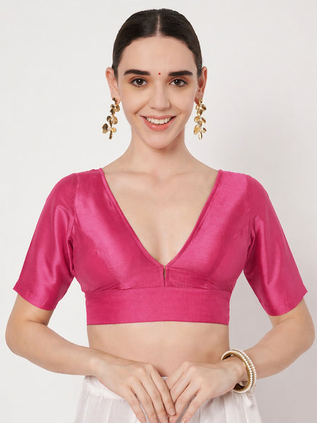 Chroma Solid V-neck Padded Readymade Blouse