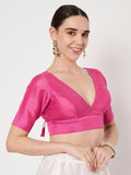 Chroma Solid V-neck Padded Readymade Blouse