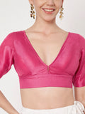 Chroma Solid V-neck Padded Readymade Blouse