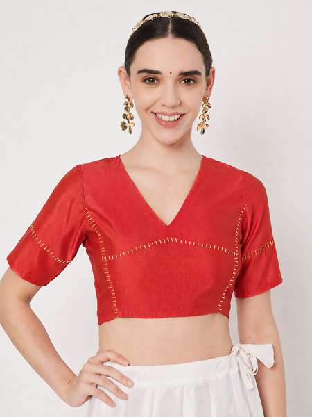Silk Blend Zari Embroidered Readymade blouse