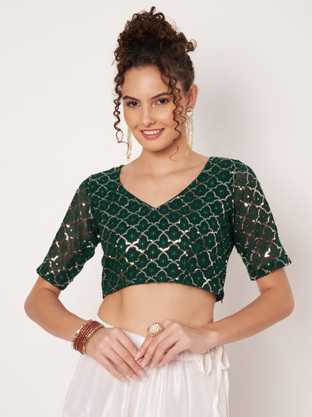 Georgette Sequin Embroidered Readymade Blouse