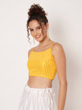 Georgette Sequin Embroidered Spaghetti Readymade Blouse