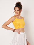 Georgette Sequin Embroidered Spaghetti Readymade Blouse