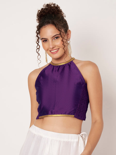 Silk Blend Embellished Stretchable Readymade Blouse