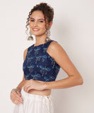 Cotton Printed Panelled Readymade Blouse