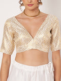 Silk Brocade V-neck Padded Readymade Blouse
