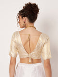 Silk Brocade V-neck Padded Readymade Blouse