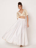 Silk Brocade V-neck Padded Readymade Blouse