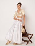 Silk Brocade V-neck Padded Readymade Blouse