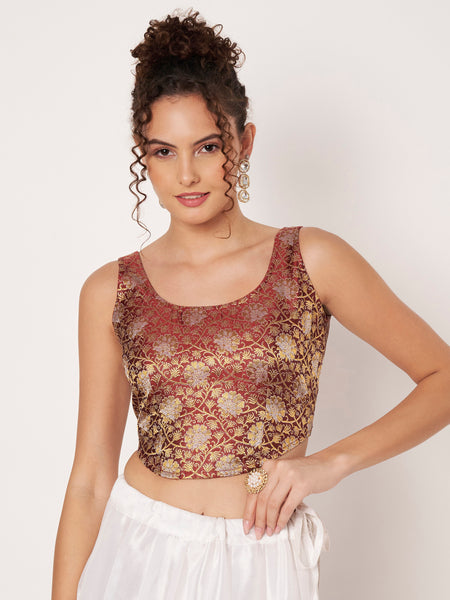 Silk Brocade Readymade Corset Blouse