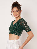 Georgette Sequin Embroidered Readymade Blouse