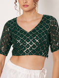 Georgette Sequin Embroidered Readymade Blouse