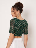 Georgette Sequin Embroidered Readymade Blouse