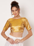 Silk Brocade Boat-neck Readymade Blouse