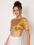 Silk Brocade Boat-neck Readymade Blouse