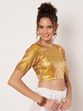 Silk Brocade Boat-neck Readymade Blouse