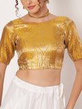 Silk Brocade Boat-neck Readymade Blouse