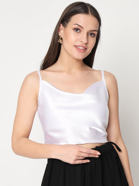 Satin Cowl Neck Solid Top