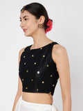 Net Sequins Embroidered Crop Top