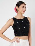 Net Sequins Embroidered Crop Top
