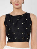 Net Sequins Embroidered Crop Top