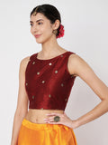Net Sequins Embroidered Crop Top