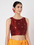Net Sequins Embroidered Crop Top