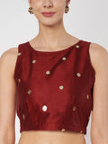Net Sequins Embroidered Crop Top