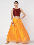 Net Sequins Embroidered Crop Top