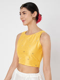 Net Sequins Embroidered Crop Top